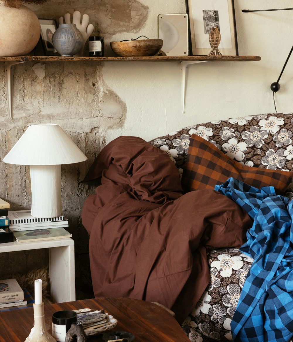 Cushion cover checked brown