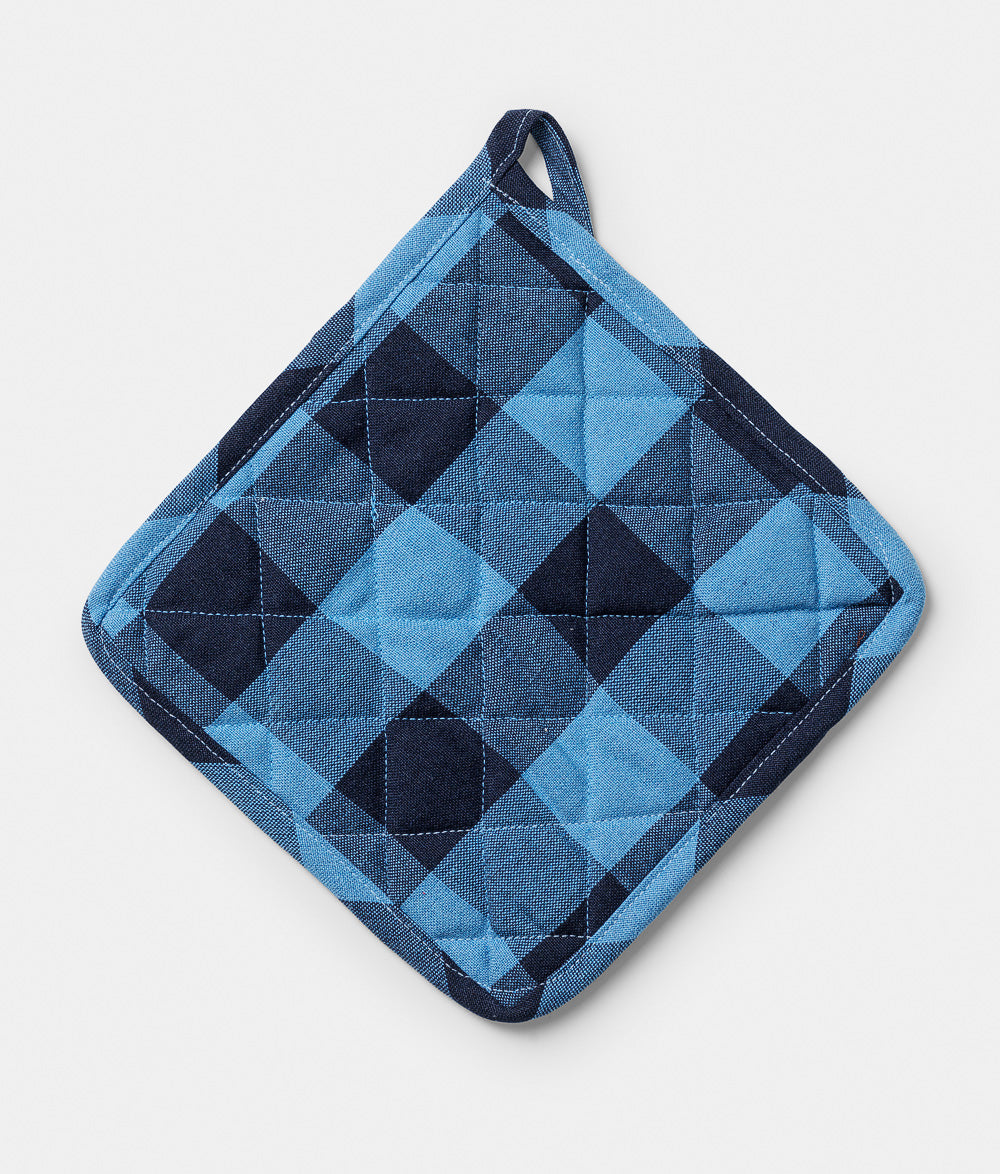 Pot holder checked blue