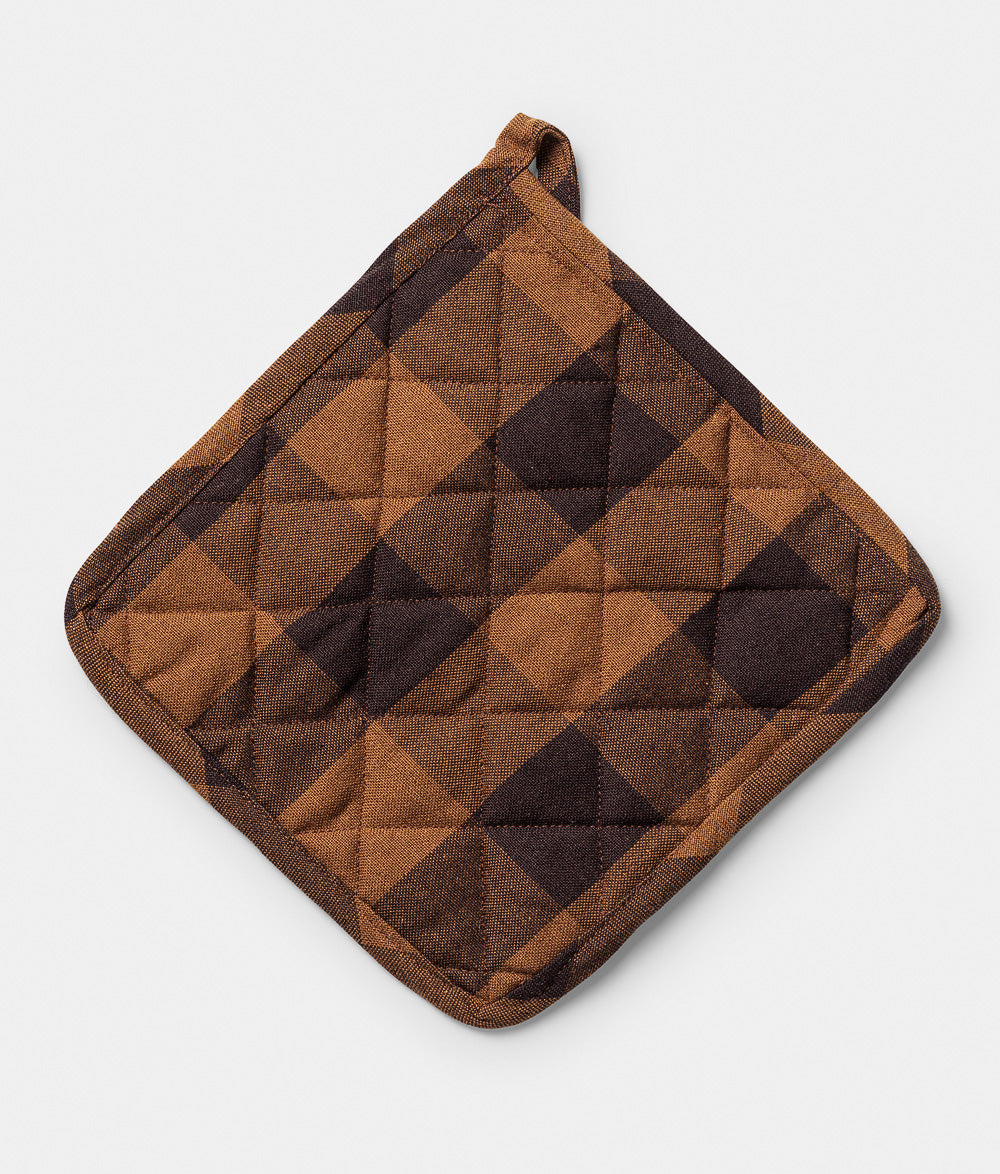 Pot holder checked brown