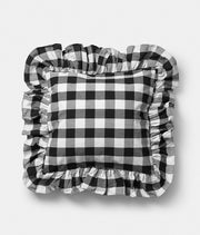 Frill cushion cover b/w