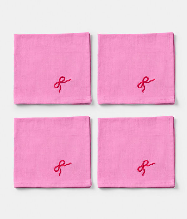 Servetter 4-pack Pink Bow (Pre-order)