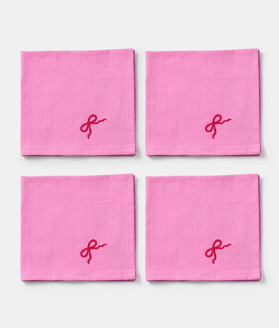 Servetter 4-pack Pink Bow (Pre-order)
