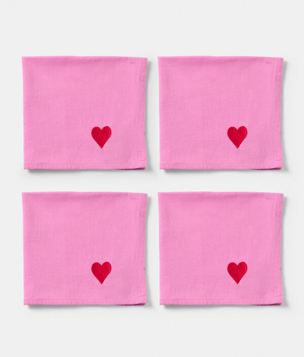 Servetter 4-pack Pink Hearts (Pre-order)