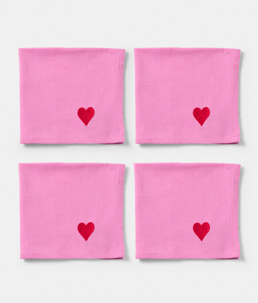 Servetter 4-pack Pink Hearts (Pre-order)